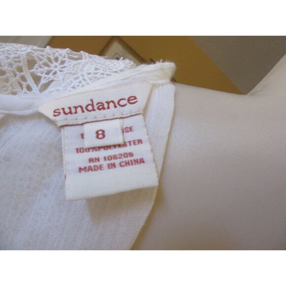Sundance White Lace Midi Dress With Flutter Sleeves & Sheer Details Size - Picture 8 of 8